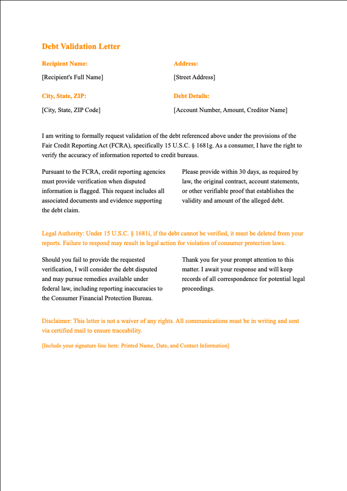 Debt verification letter template for disputing credit report errors_variant_3